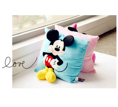 Disney 1pcs 35cm 3D Mickey Mouse and Minnie Mouse Plush Pillow Kawaii Mickey and Minnie Soft Cusion Gifts for Children