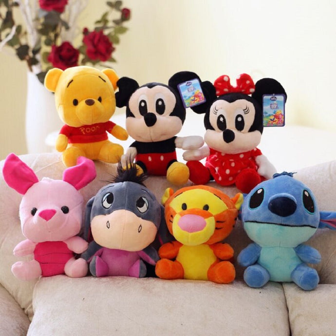 Disney Plush Animal Plush Mickey Mouse Minnie Winnie the Pooh Doll Lilo and Piglet 7 styles Gift Boy Girl Toy Free Shipping