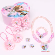 Load image into Gallery viewer, Disney Toys Children Doll Accessories Cartoon New Jewelry Frozen Necklace Aisha Queen Anna Bracelet Set Gifts Box Drop Shipping